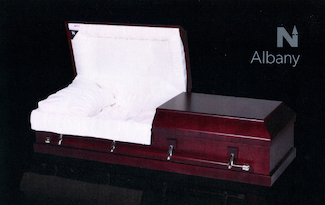 Ontario made casket - Northern 515 Albany Poplar with rosetan crepe.